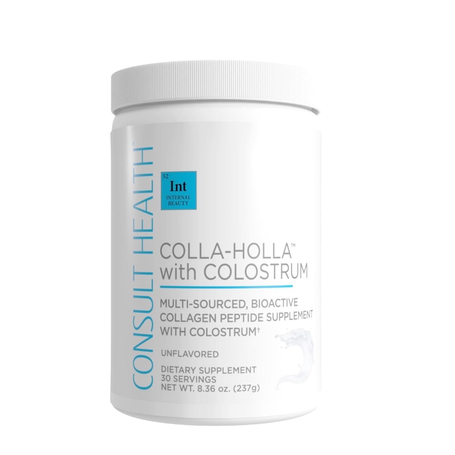 Consult Health Colla Holla bottle pour shows easy daily collagen intake.