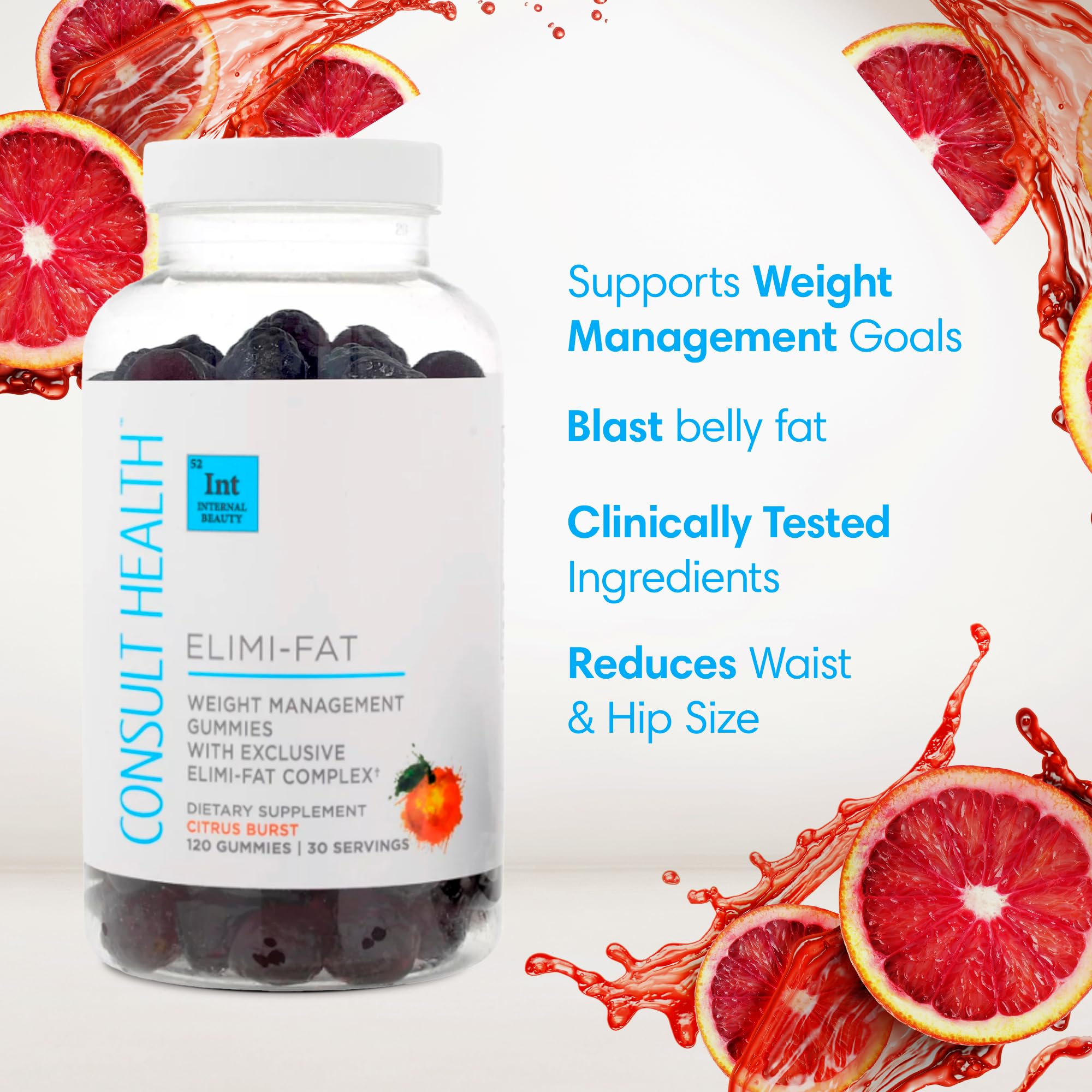 ELIMI-Fat citrus-burst gummies on label offer a tasty daily ritual.