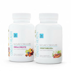 Consult Health Nature's Treasure bottle front showcases plant-based nutrition for everyday energy