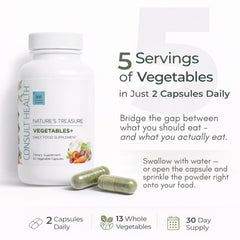 Consult Health Nature's Treasure fruit-vegetable bowl image emphasizes fresh phytonutrients