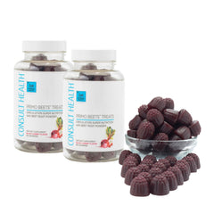 Consult Health Primo Beets Treats Duo front label with earthy beet notes and potential circulation support.