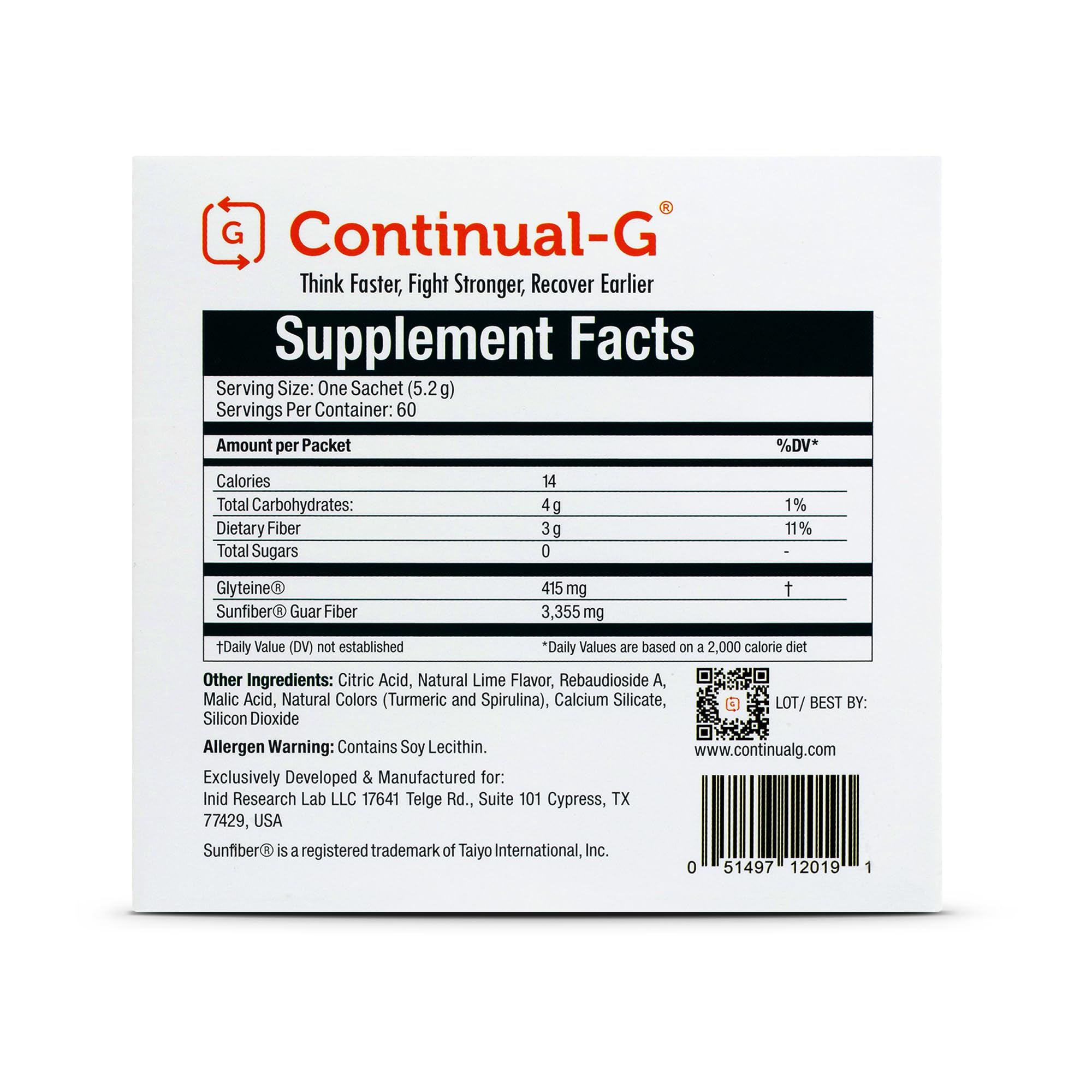 Continual-G glutathione precursor lab illustration emphasizes Glyteine as a precursor.