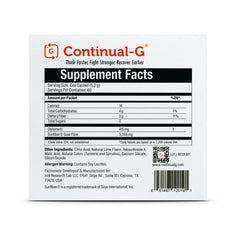 Continual-G glutathione precursor lab illustration emphasizes Glyteine as a precursor.