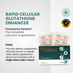 CONTINUAL-G glyteine pills with two-per-day regimen for consistent antioxidant support