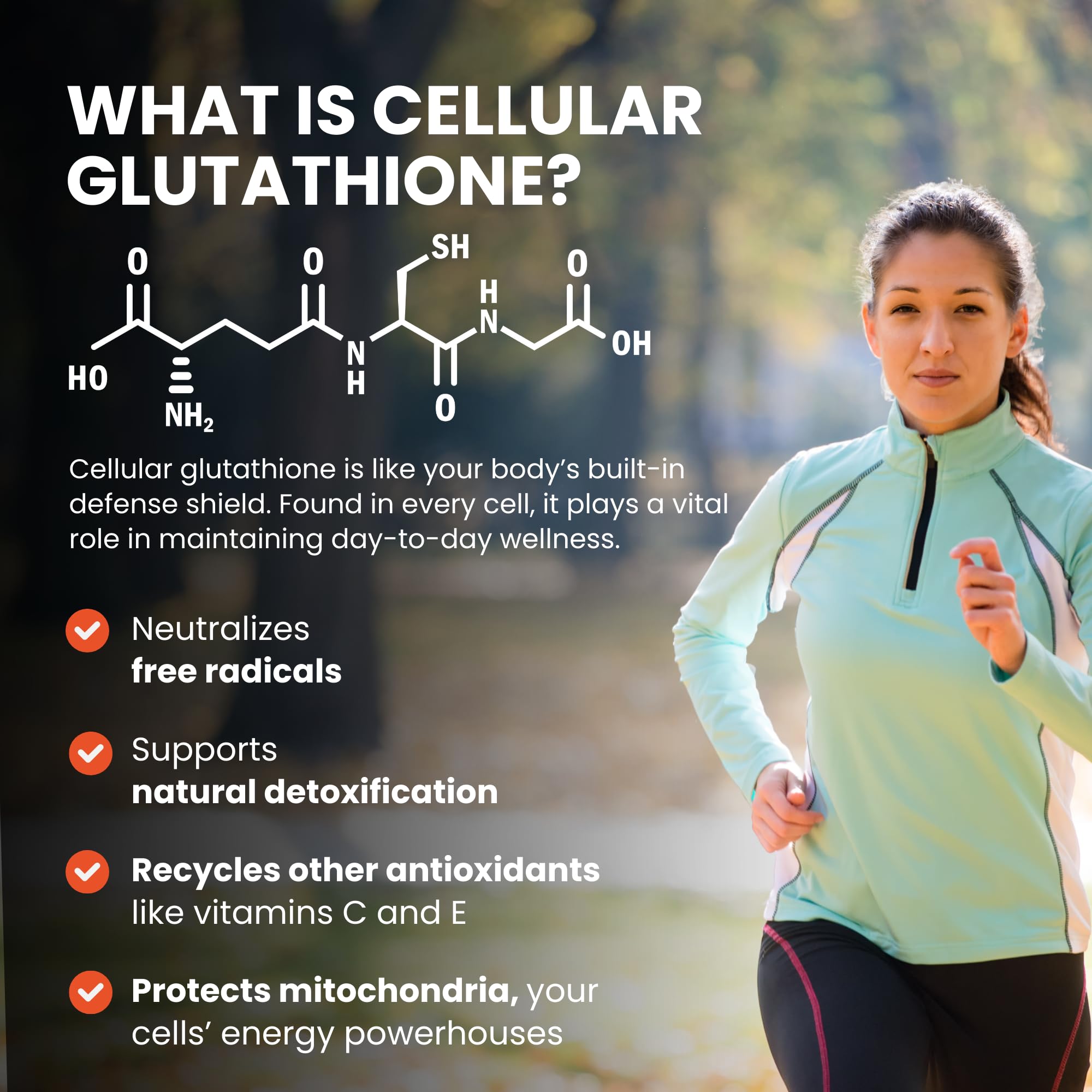 CONTINUAL-G glyteine bottle in lifestyle scene suggesting energy and resilience