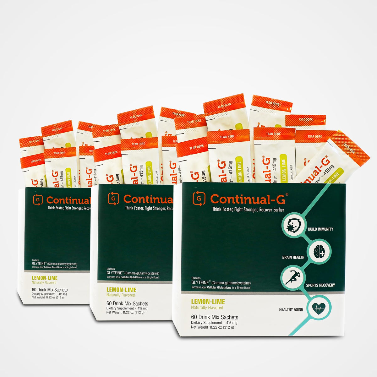 Continual-G bottle label close-up for convenient glutathione support
