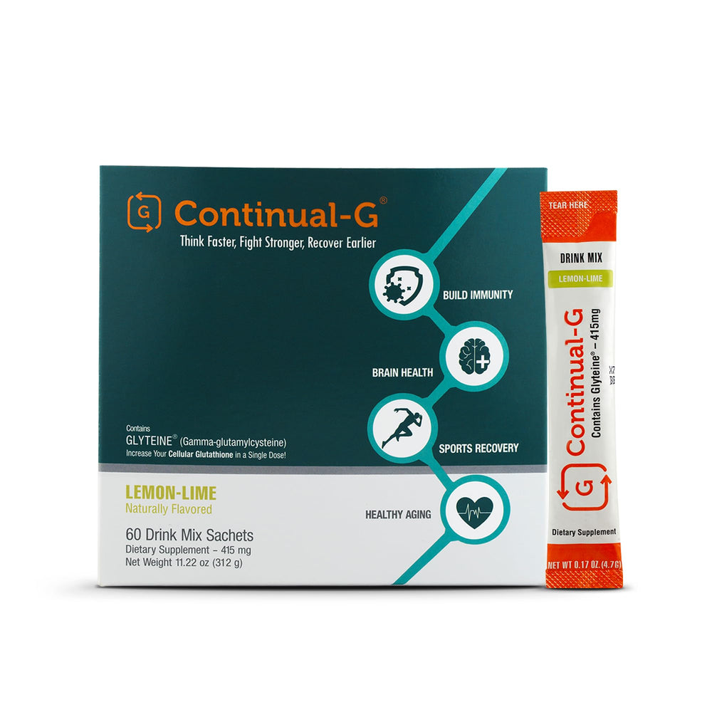 CONTINUAL-G powder sachets front view for convenient daily immune support.
