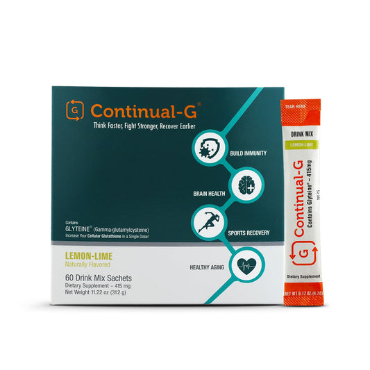 CONTINUAL-G powder sachets front view for convenient daily immune support.