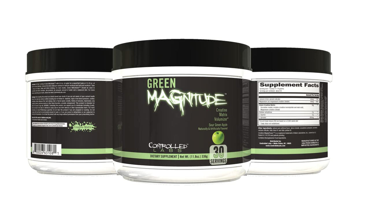 CONTROLLED LABS Green MAGnitude powder scoop for enhanced workouts and faster recovery.