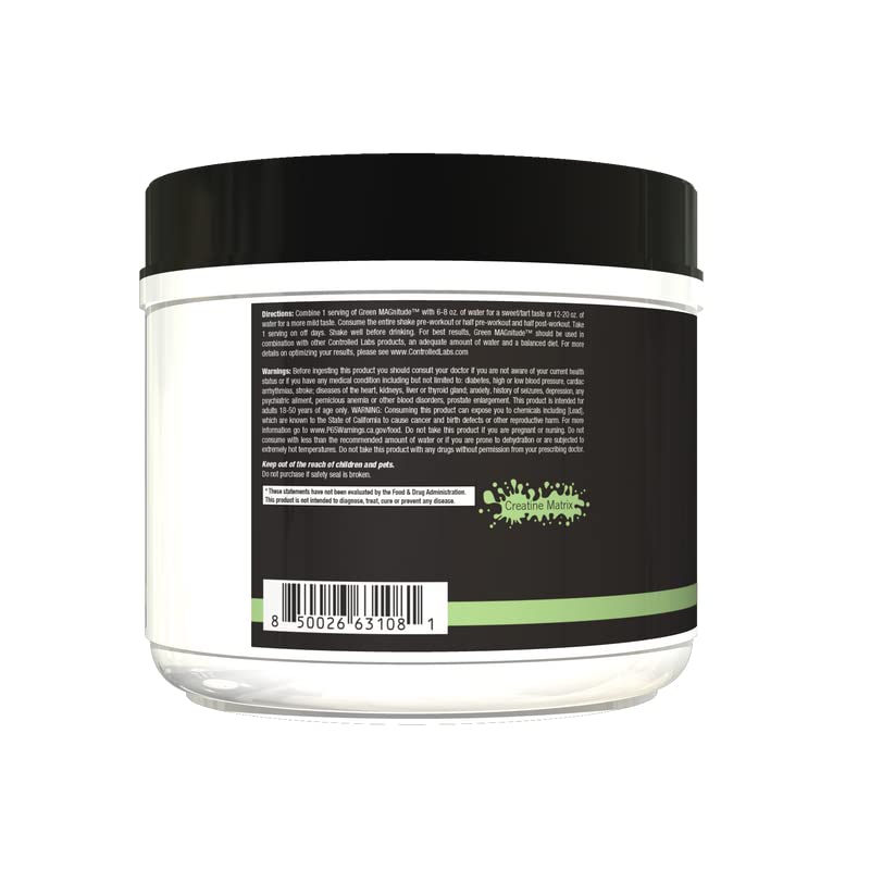 CONTROLLED LABS Green MAGnitude sour apple powder visual inviting a refreshing training ritual.