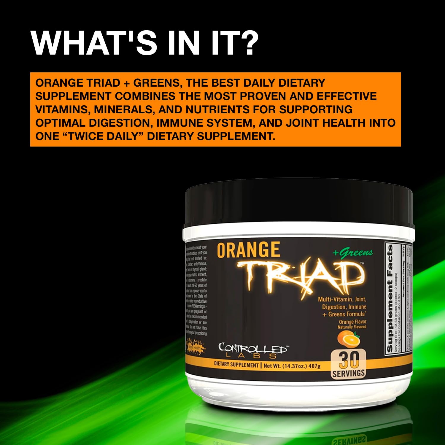 Controlled Labs ingredients panel highlights chondroitin and glucosamine