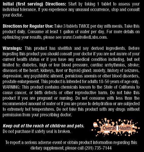 Orange Triad packaging back panel showing ingredients and serving details.
