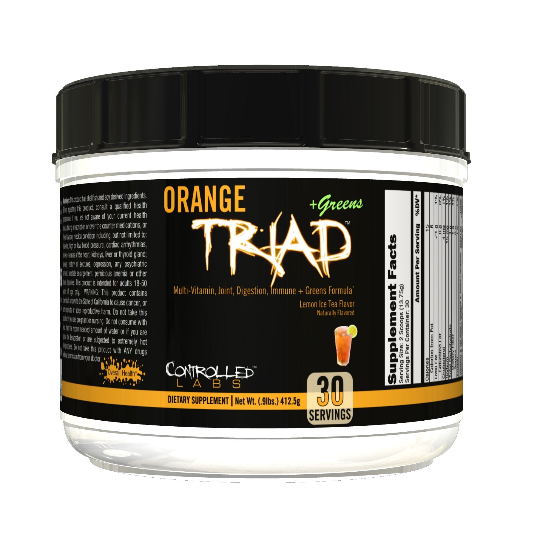 Controlled Labs Orange Triad Plus Greens bottle front view for overall health support.