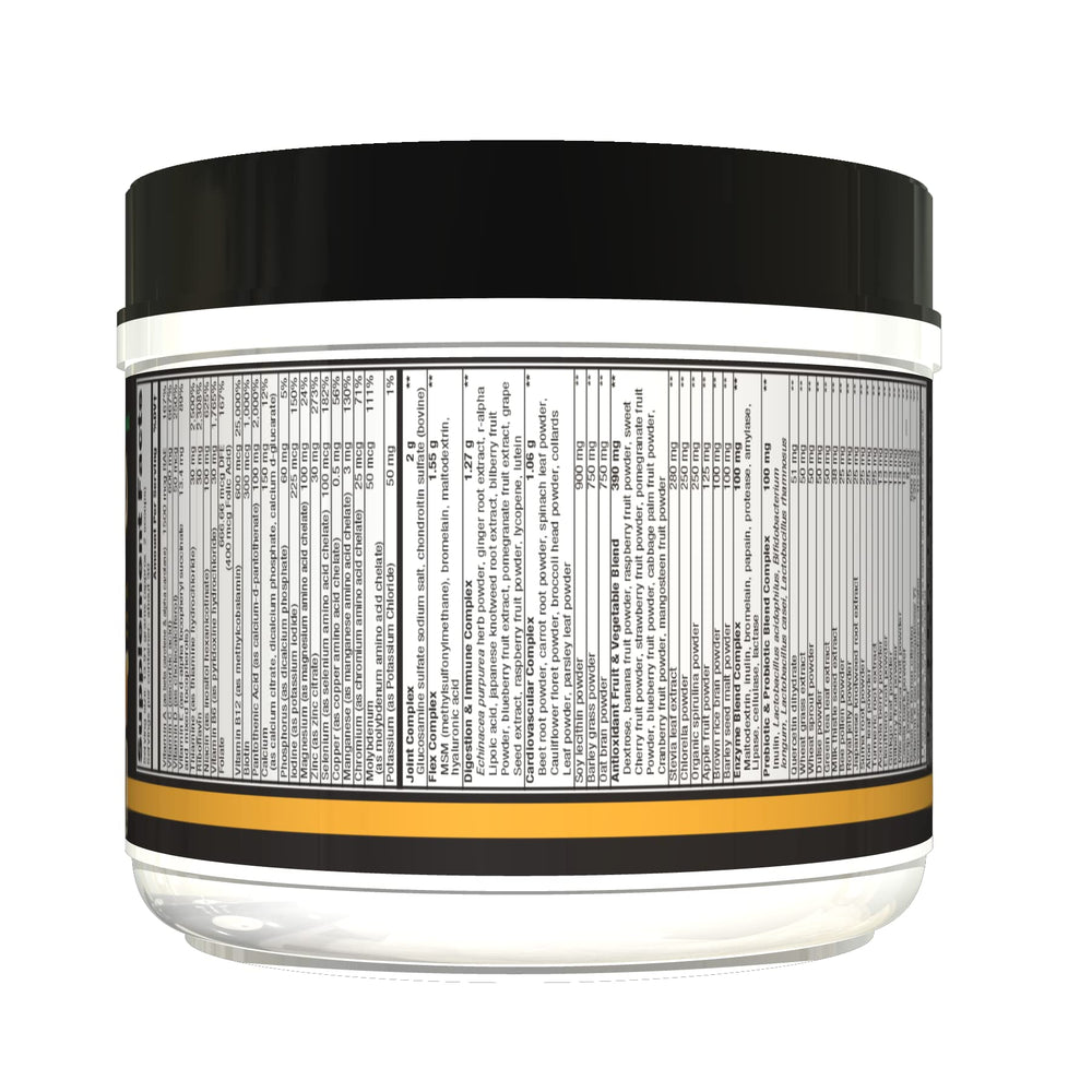 Daily ritual with Orange Triad Plus Greens shown with a glass and scoop.
