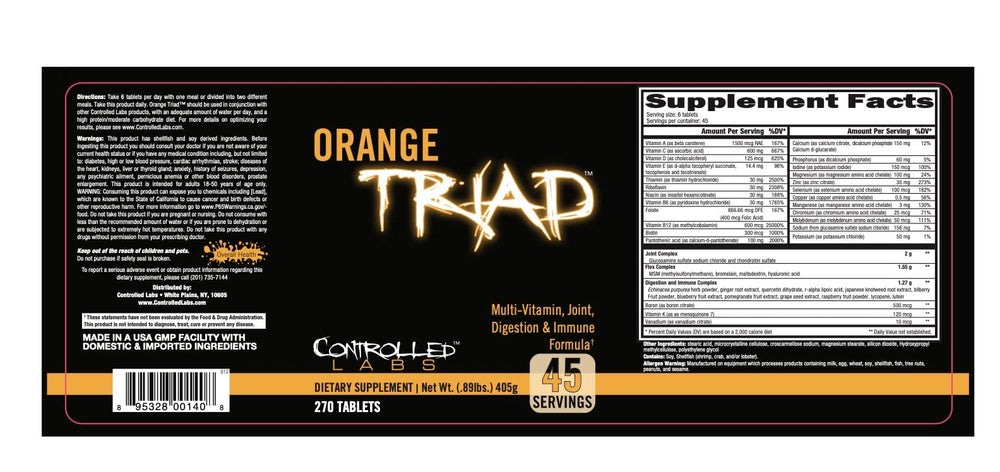 Orange Triad twice-daily dosing reminder showing packaging and tablets.