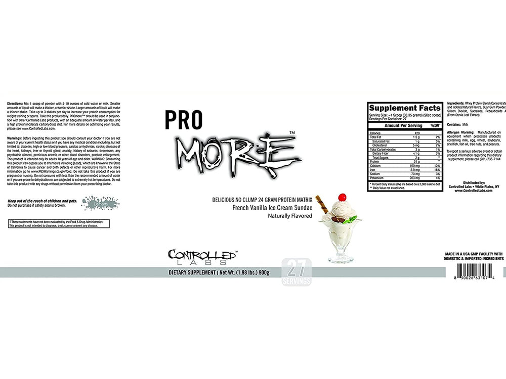 CONTROLLED LABS PROMORE packaging highlights premium, sugar-free formulation.