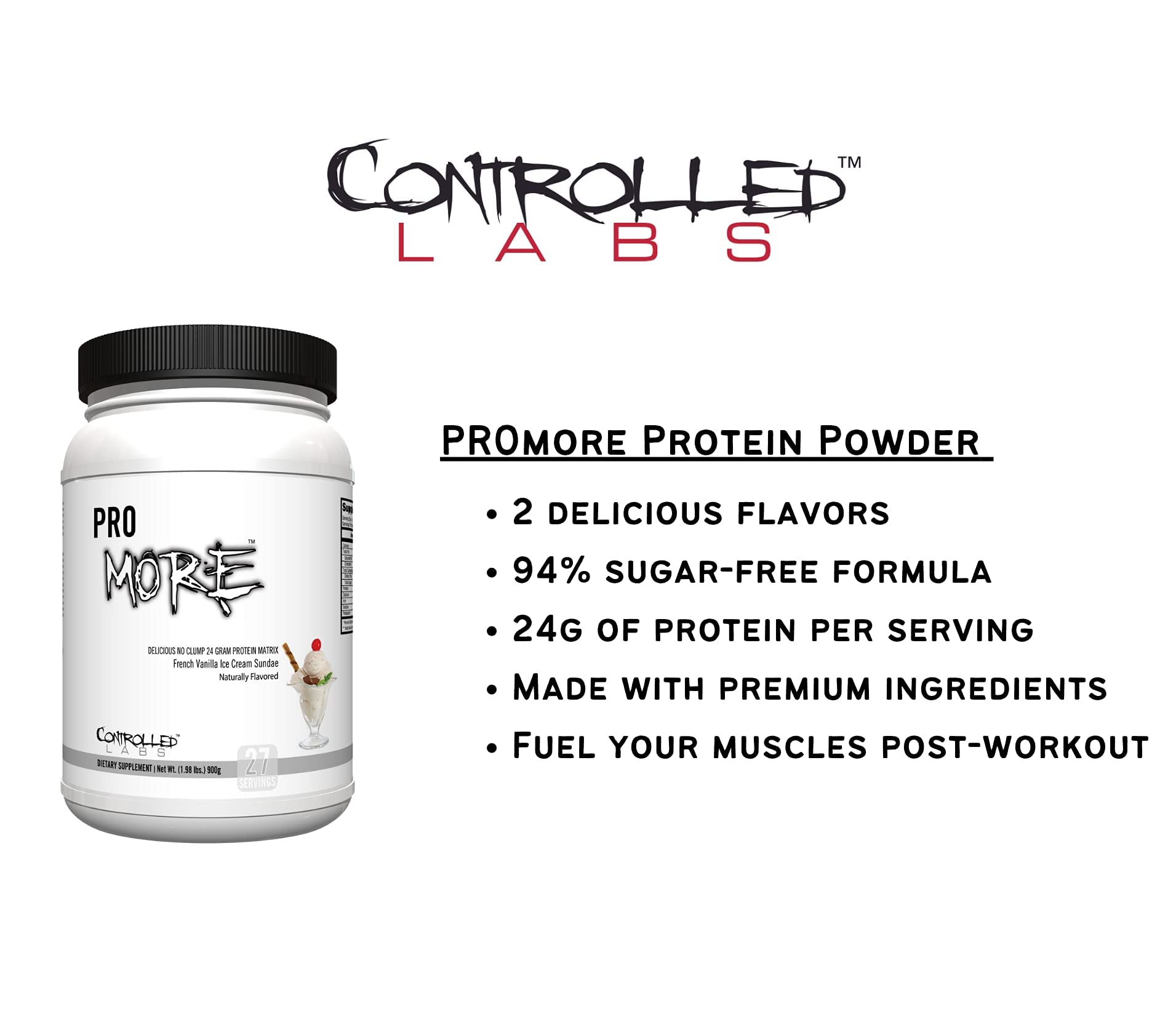 CONTROLLED LABS PROMORE shake in glass shows smooth, lump-free texture.