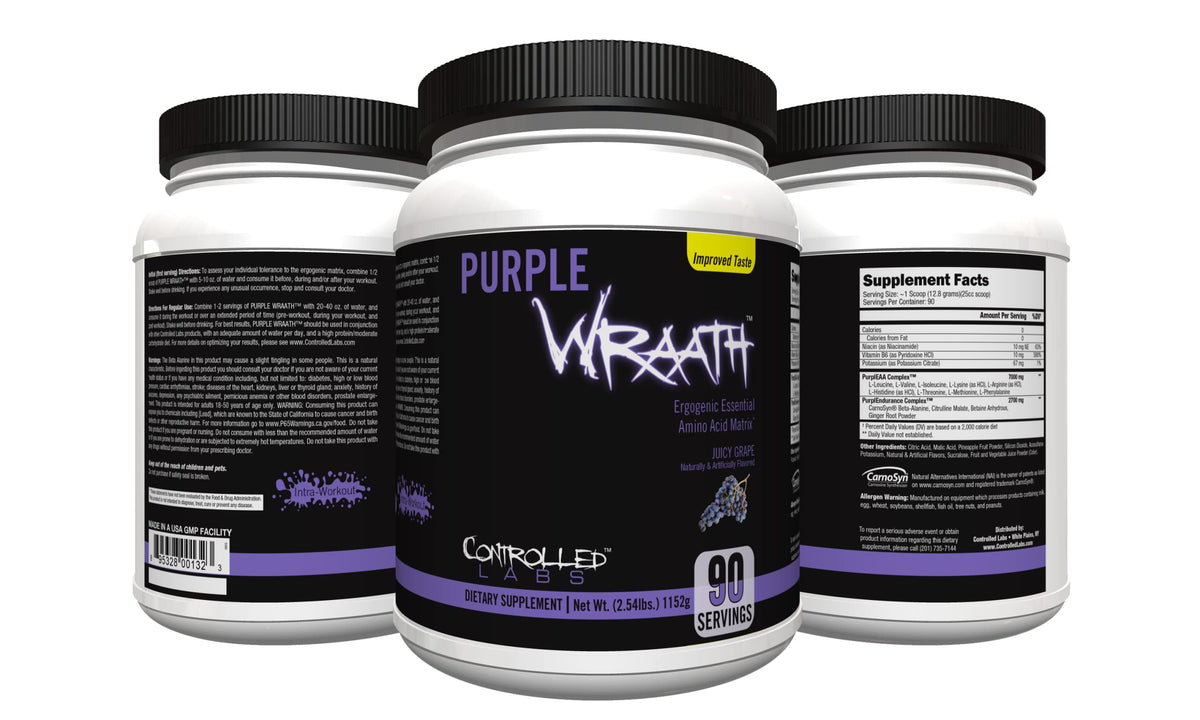 Controlled Labs Purple Wraath jar label showing intra-workout ingredients.