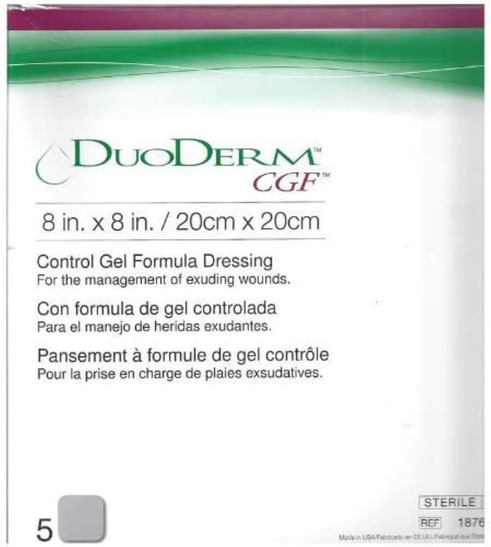 ConvaTec DuoDERM Control 8x8 dressing box, latex-free packaging for safe wound care.