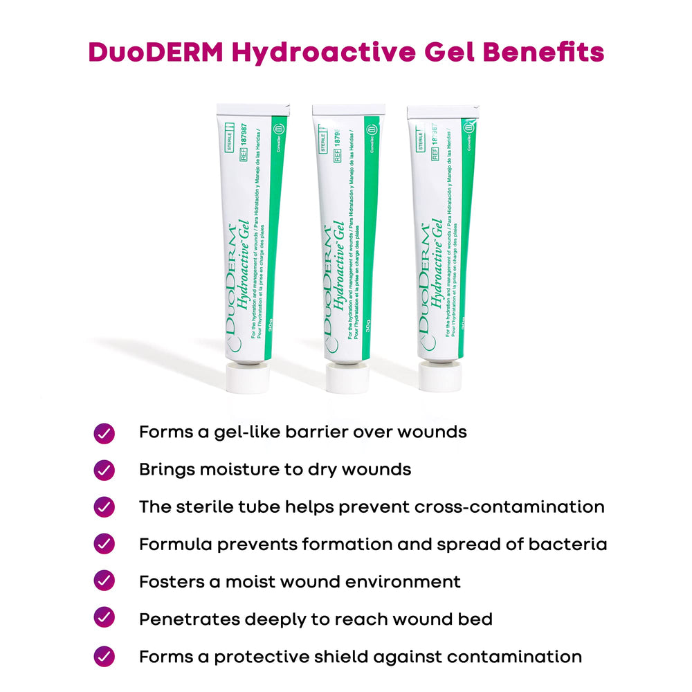 ConvaTec DuoDERM hydroactive gel appears clear and preservative-free.