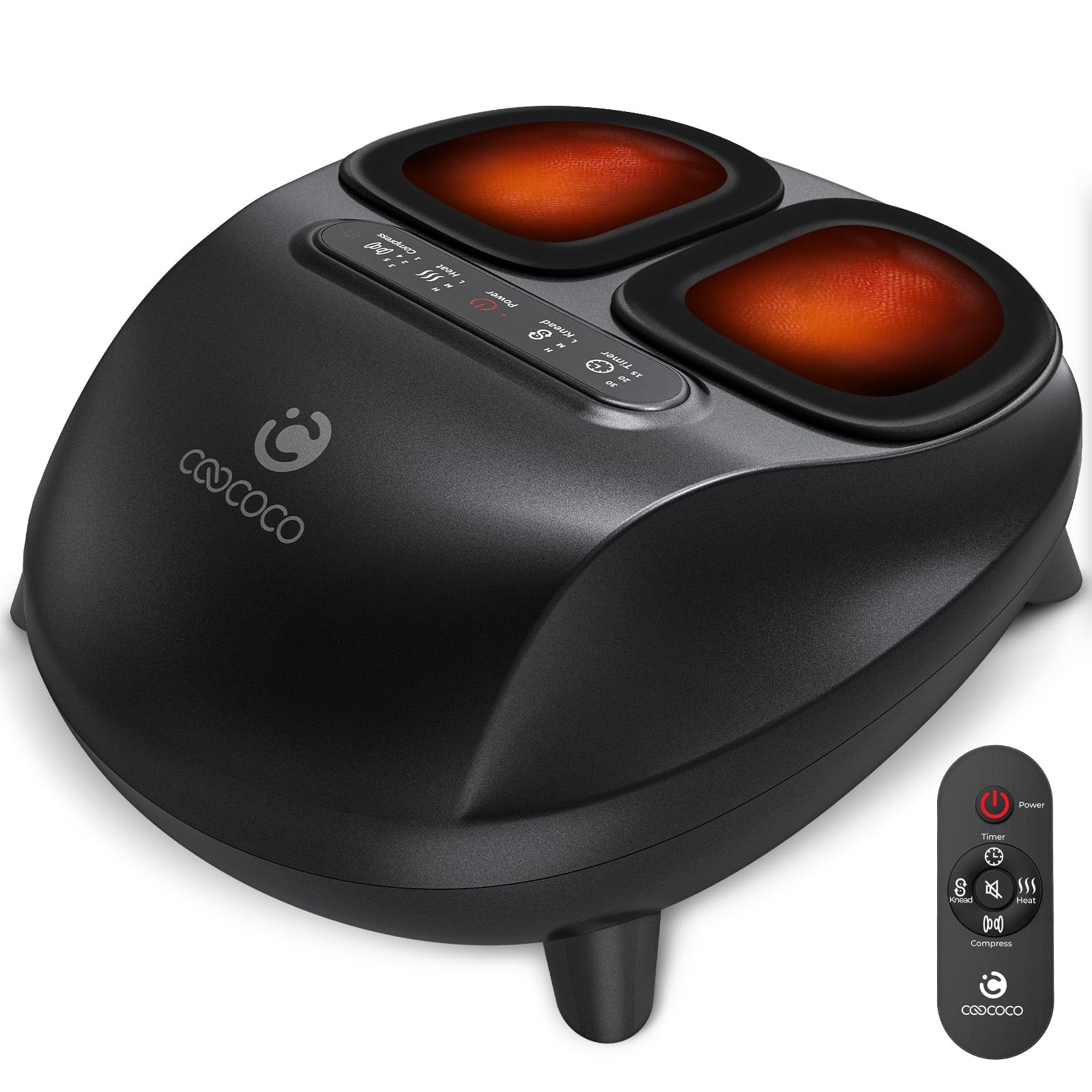 CooCoCo foot massager with remote control for effortless chair-side relaxation.