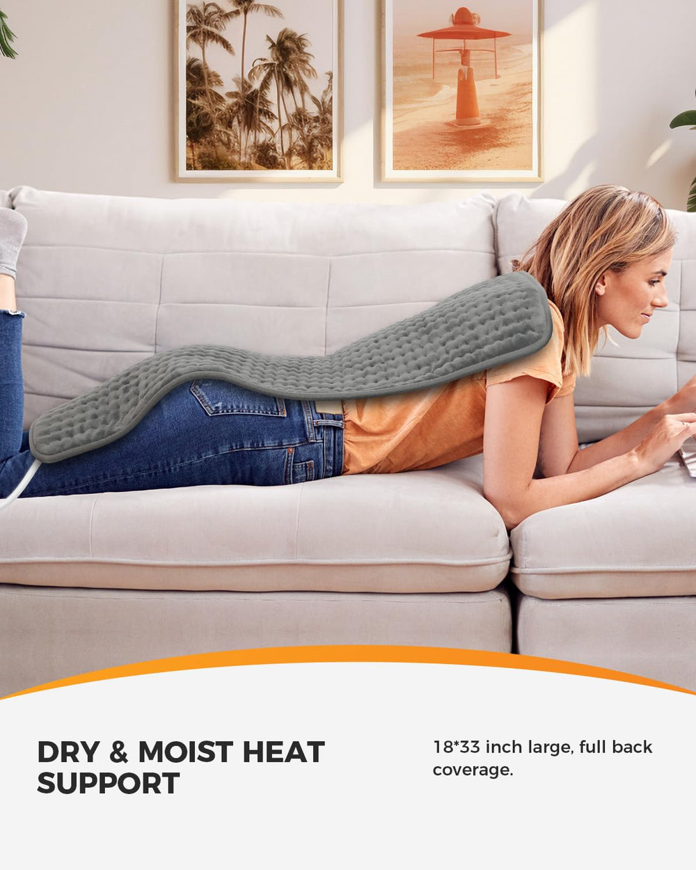 CooCoCo full-body heating pad provides comprehensive coverage across back, shoulders, and legs.