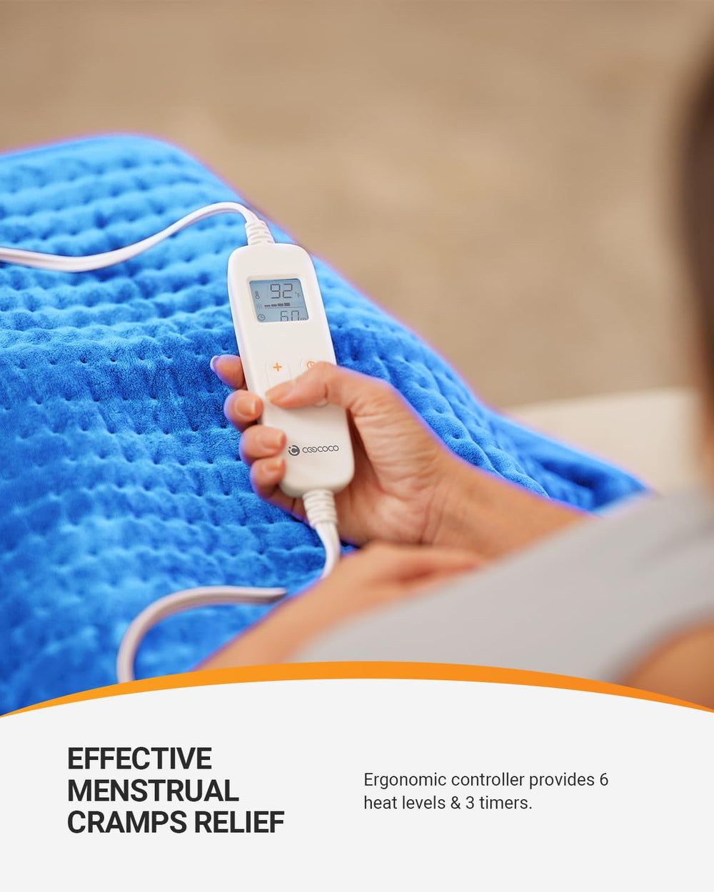 CooCoCo heating pad includes auto shut-off for safer use.