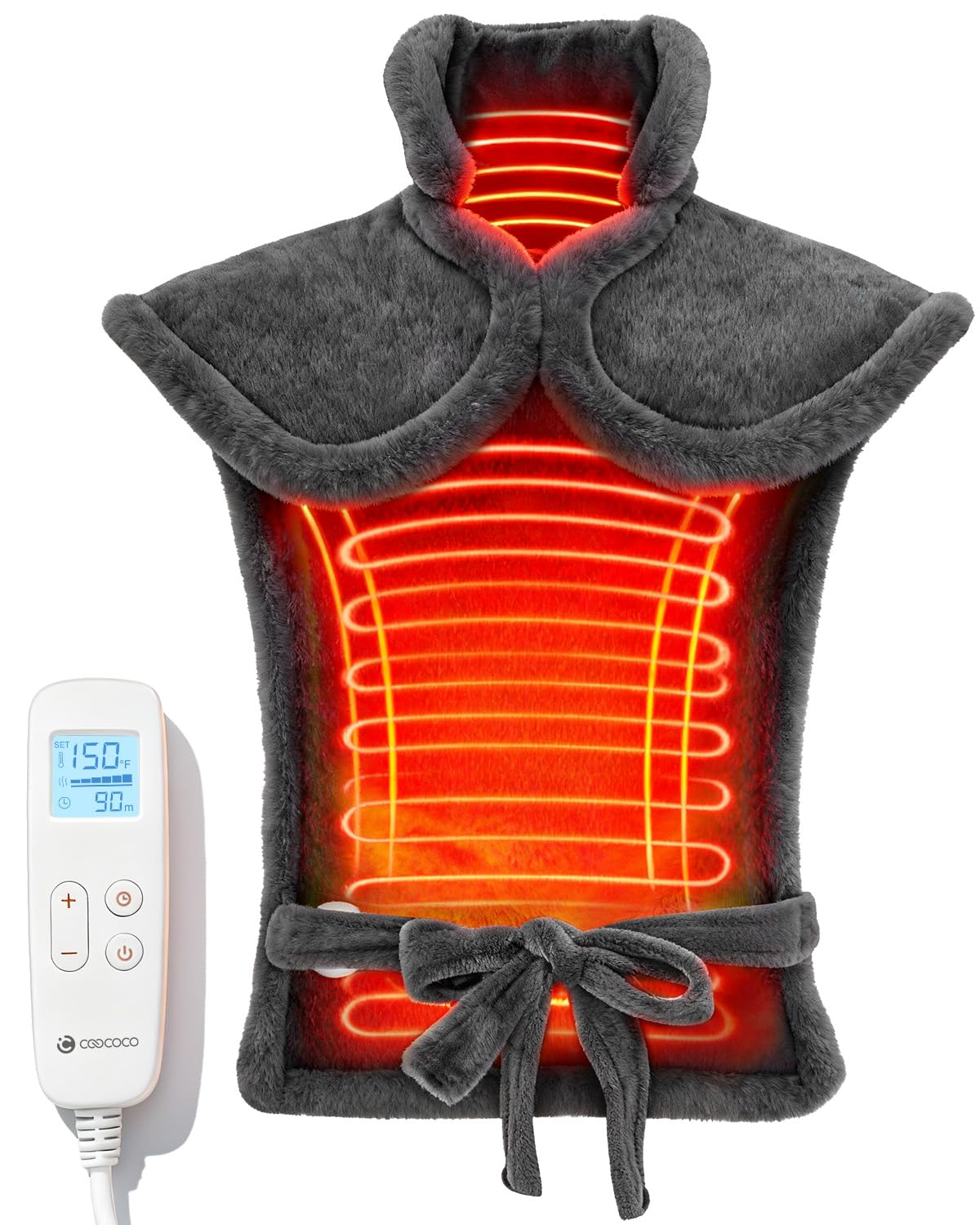 CooCoCo heating pad for back pain relief with large surface and warm therapy