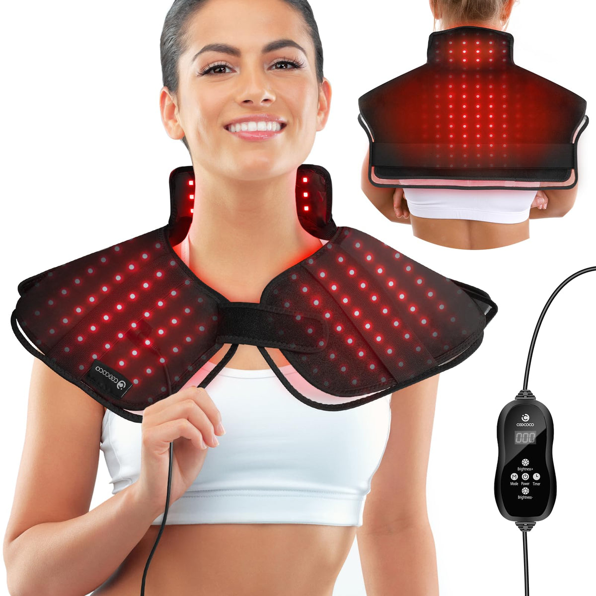 CooCoCo heating pad neck-shoulder coverage shows broad, soothing warmth.