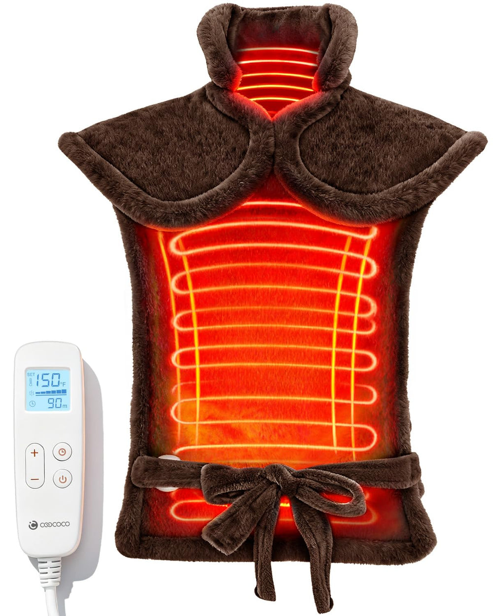 CooCoCo heating pad neck and shoulders with wide coverage and soft flannel.