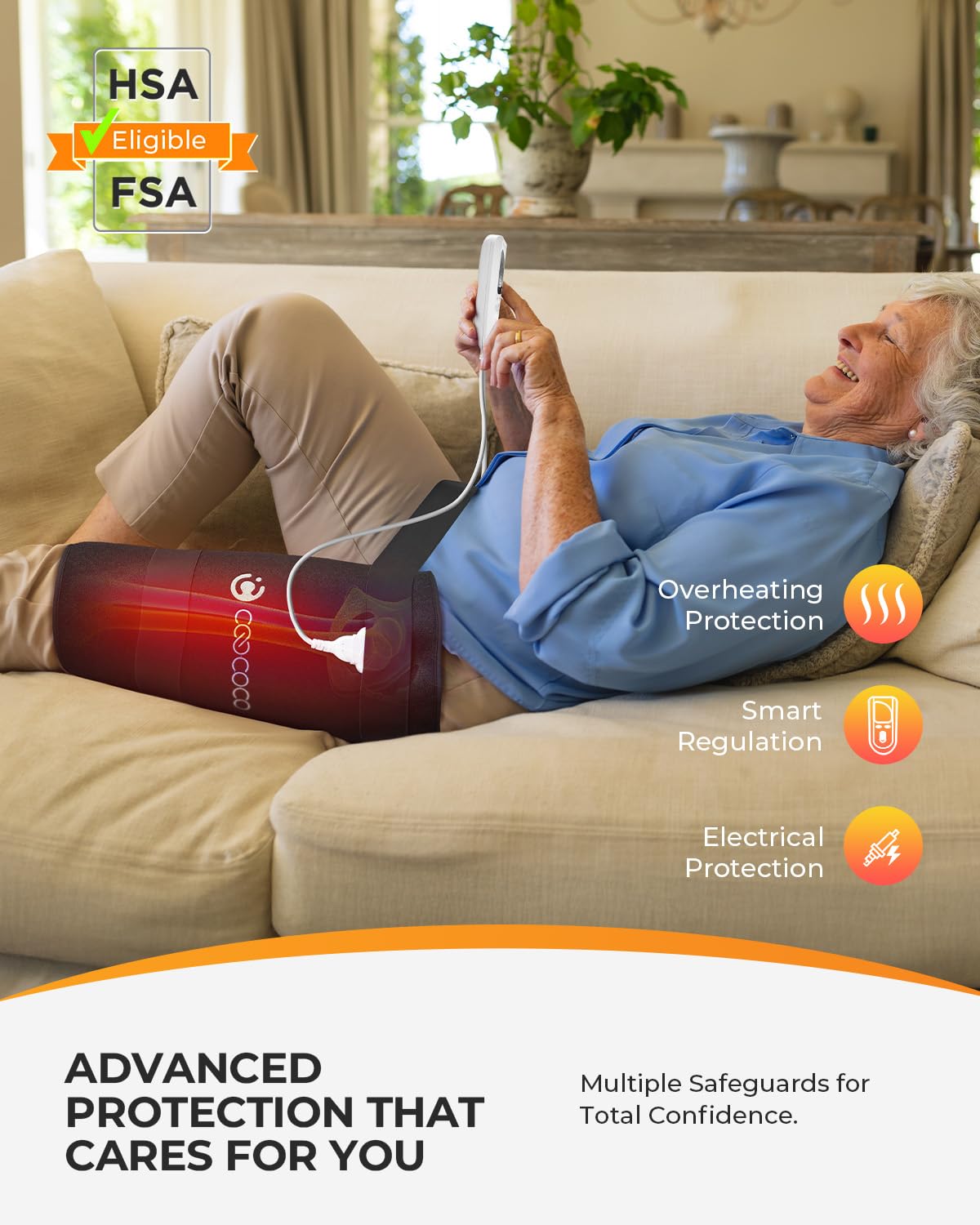 CooCoCo hip heating pad auto shutoff ensures safe, worry-free sessions.