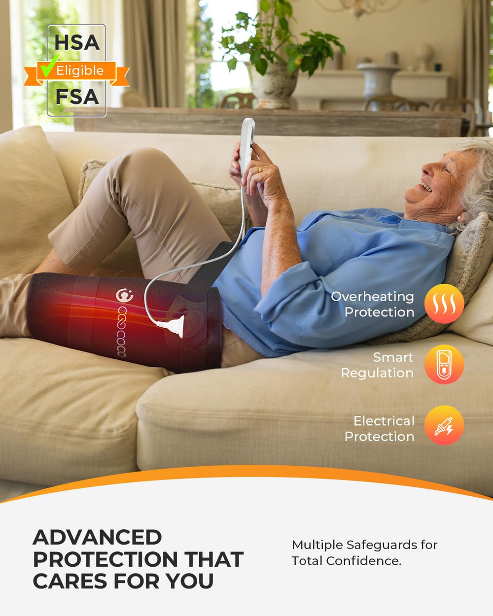 CooCoCo hip heating pad auto shutoff ensures safe, worry-free sessions.
