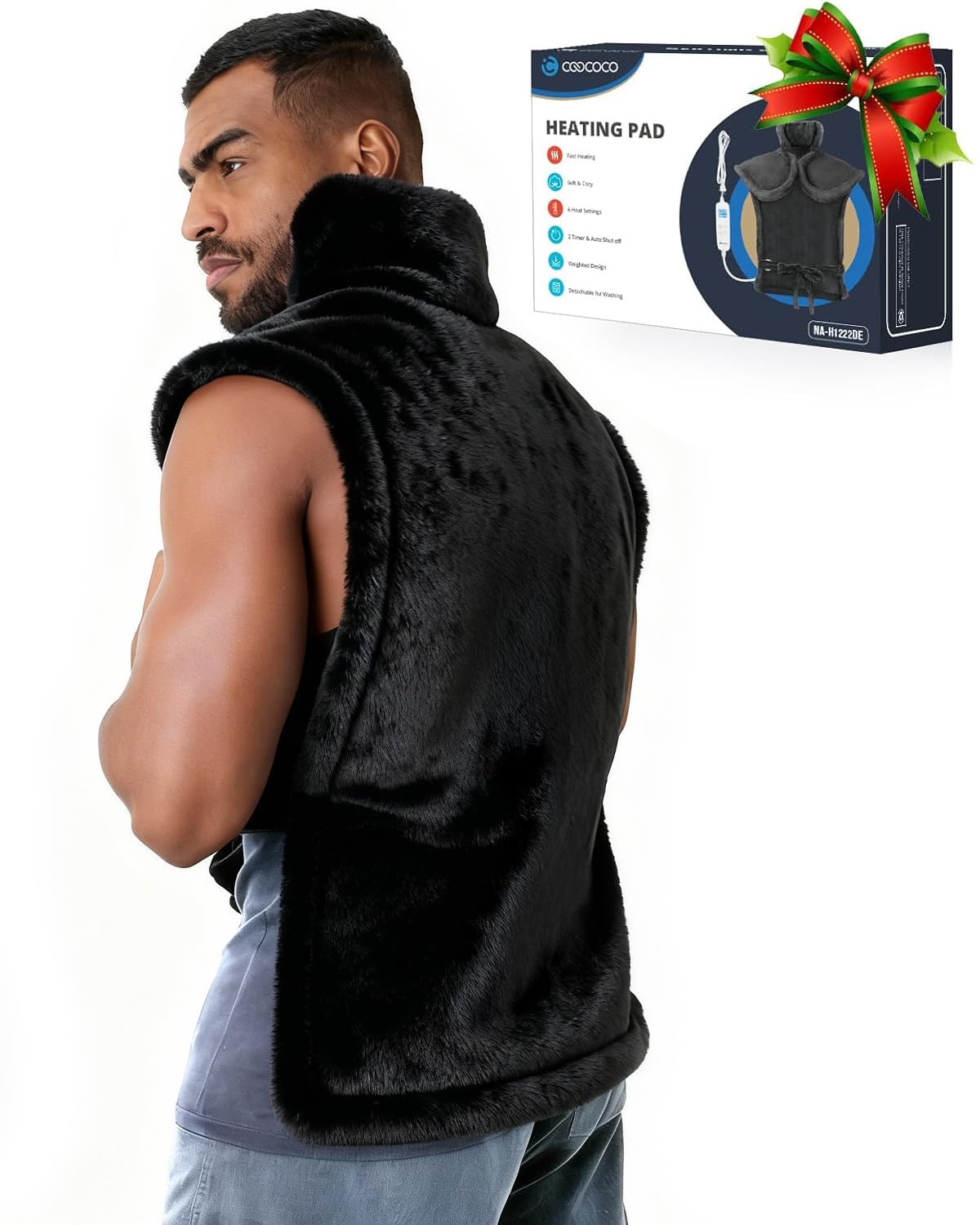 CooCoCo large heating pad 24x37 shows back area warmth for soothing relief at home.