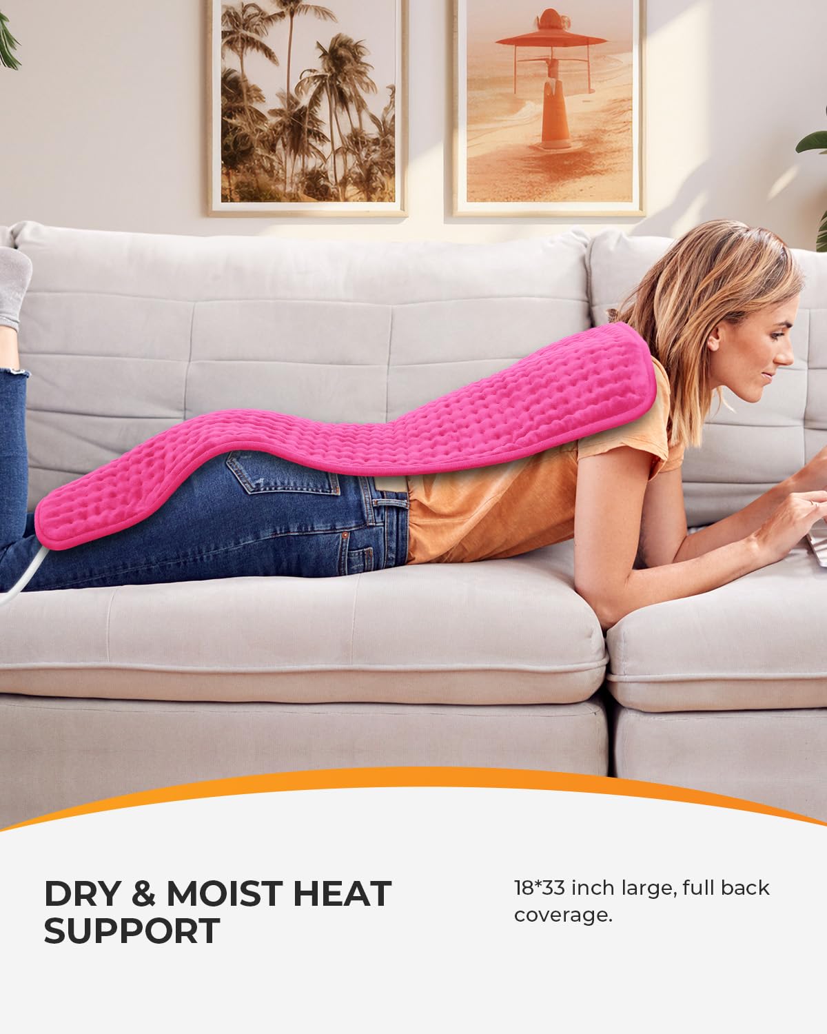 CooCoCo Pink heating pad cover is machine washable for easy care
