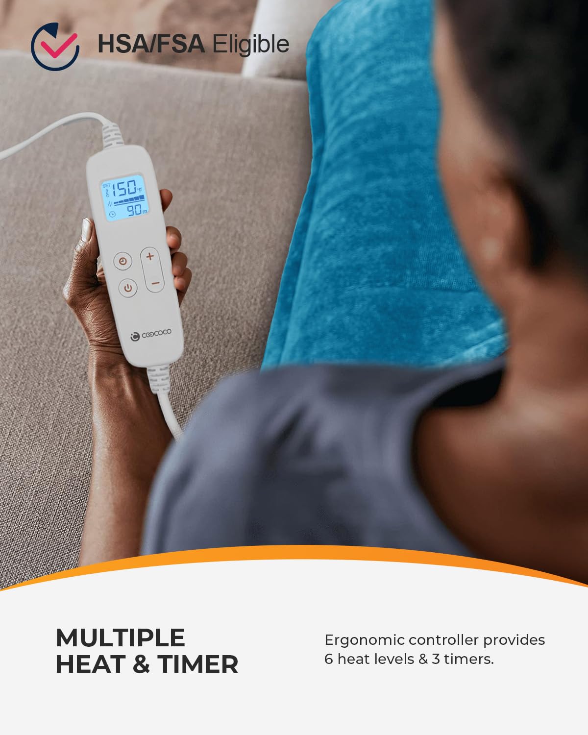 ETL-certified CooCoCo heating pad for safe at-home use.