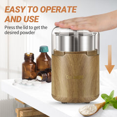 COOL KNIGHT M150H stainless-steel cup and blades enable consistent powder results.