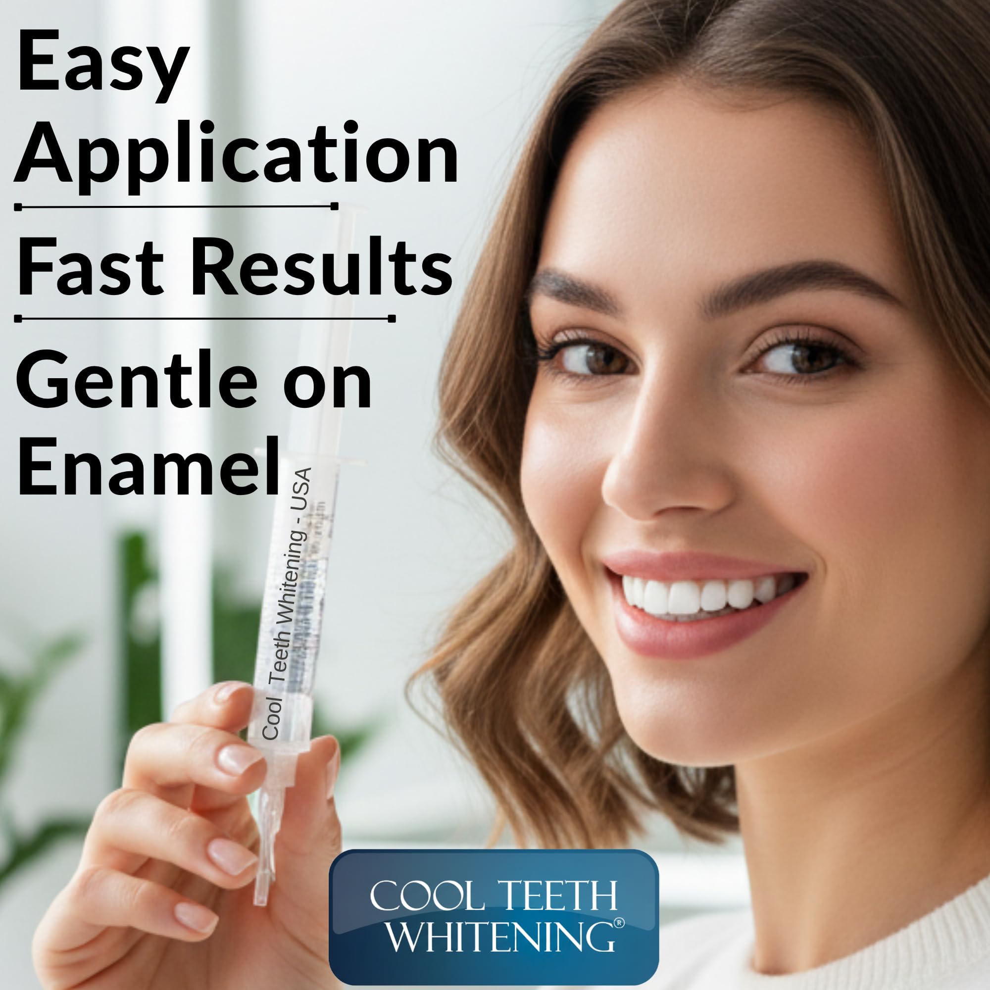 Cool Teeth Whitening gel coverage targets stains from coffee and wine.