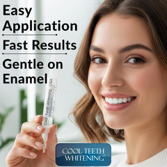 Cool Teeth Whitening gel coverage targets stains from coffee and wine.
