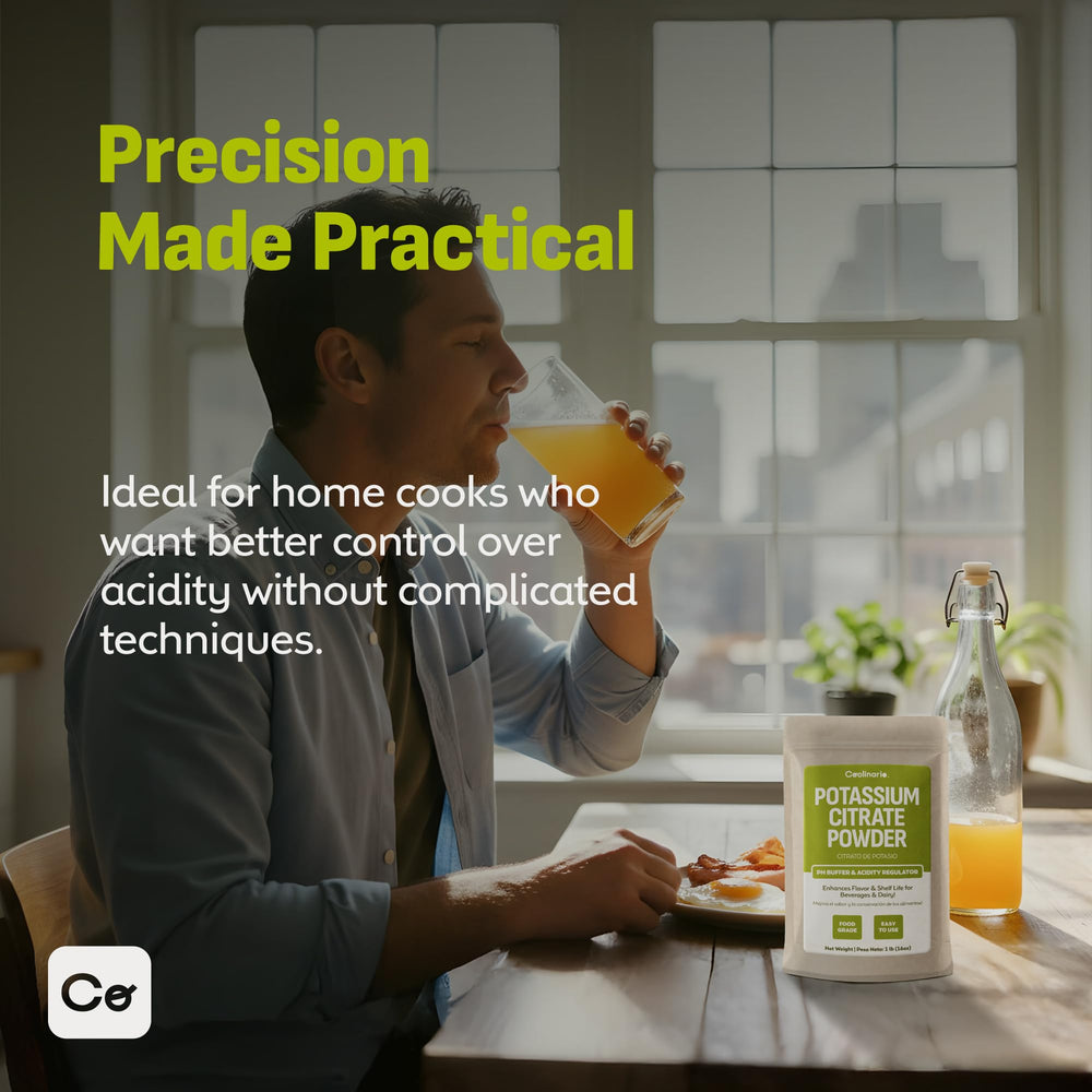 Coolinario Potassium Citrate Powder beverage mixing supports pH stability.