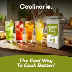 Coolinario Potassium Citrate Powder packaging highlights food-grade quality and shelf stability.