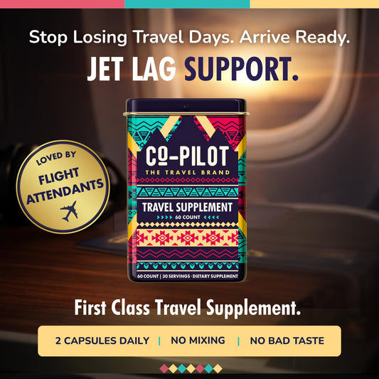 _capsules close-up highlighting Rhodiola and Ashwagandha for circadian support during travel.