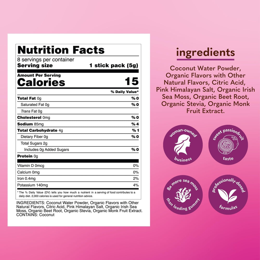 Copina Co sea moss powder with coconut water and pink Himalayan salt for electrolyte balance.