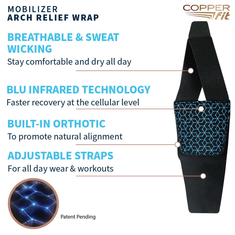 Copper Fit Mobilizer Arch Wrap side view showing built-in arch support for stability