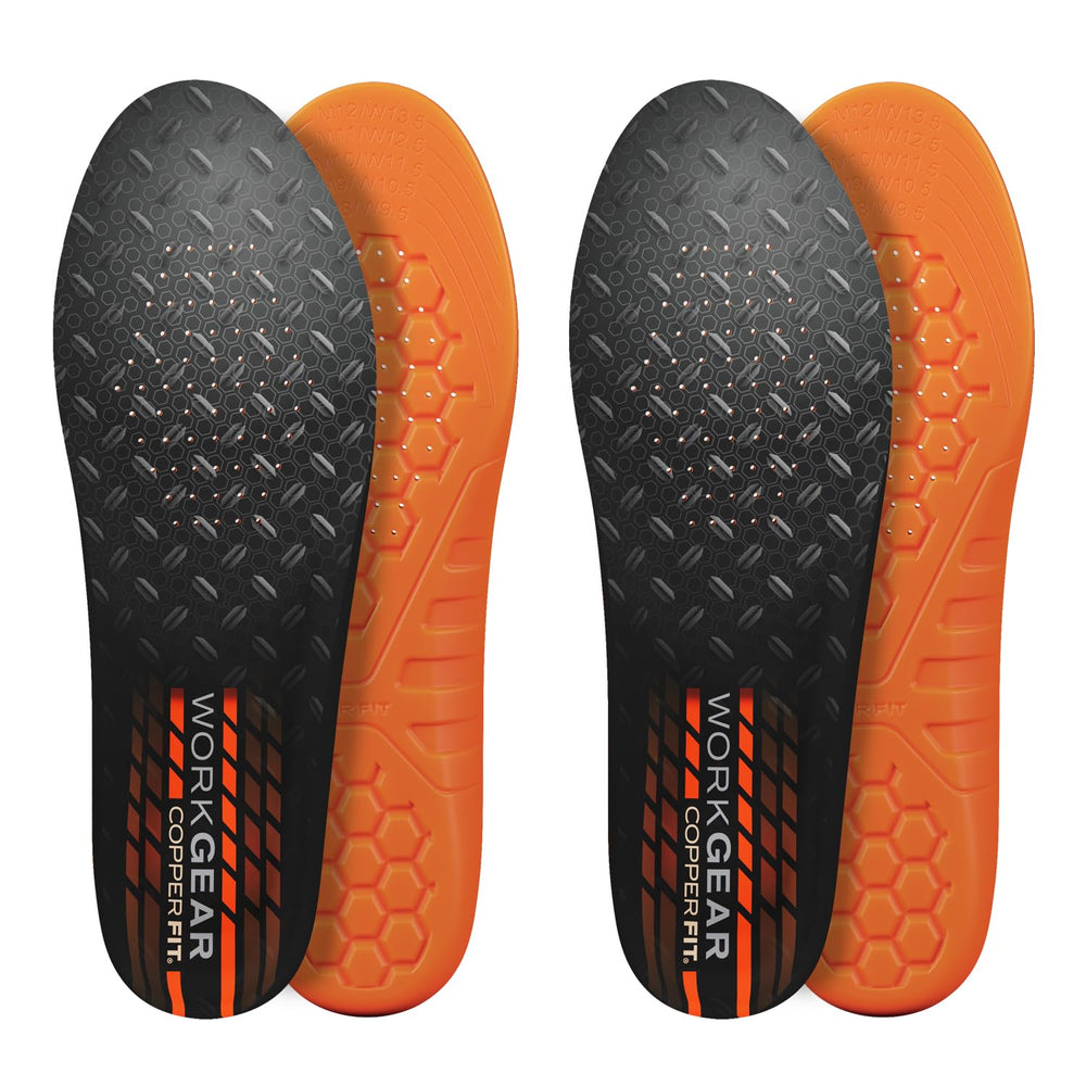 Copper Fit Pro Grade work insoles with anti-shock profile for reduced foot fatigue.