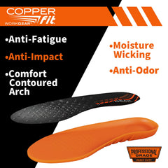 Copper Fit Pro Grade work insoles with contoured arch support for better weight distribution.