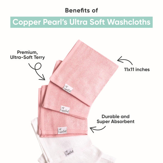 Copper Pearl 11x11 washcloths Sesame Scribbles absorbent bath time tool