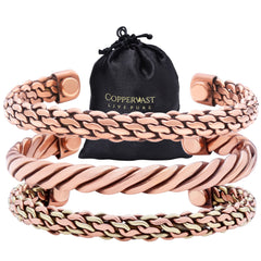Coppervast copper bracelets set 3 in a stylish gift box for gifting