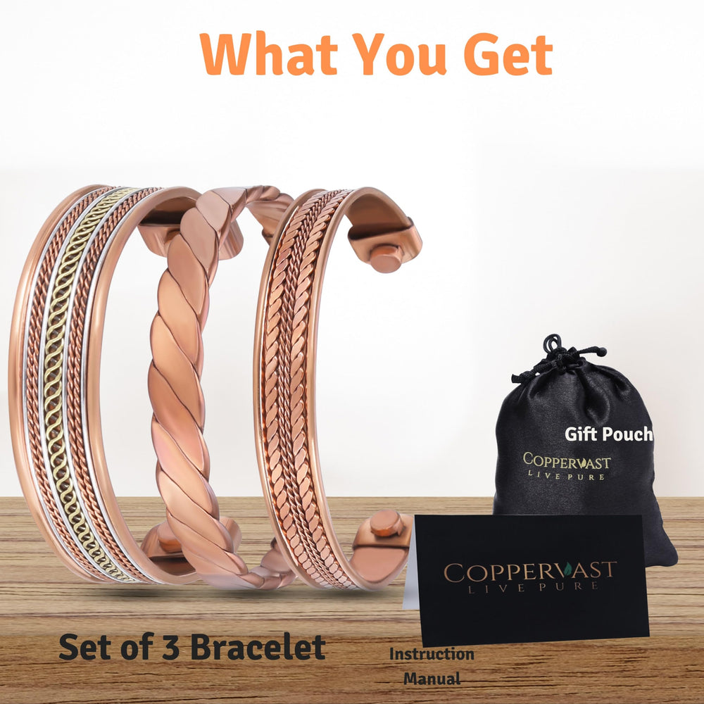Coppervast pure copper bracelet close-up showing rich color and texture.