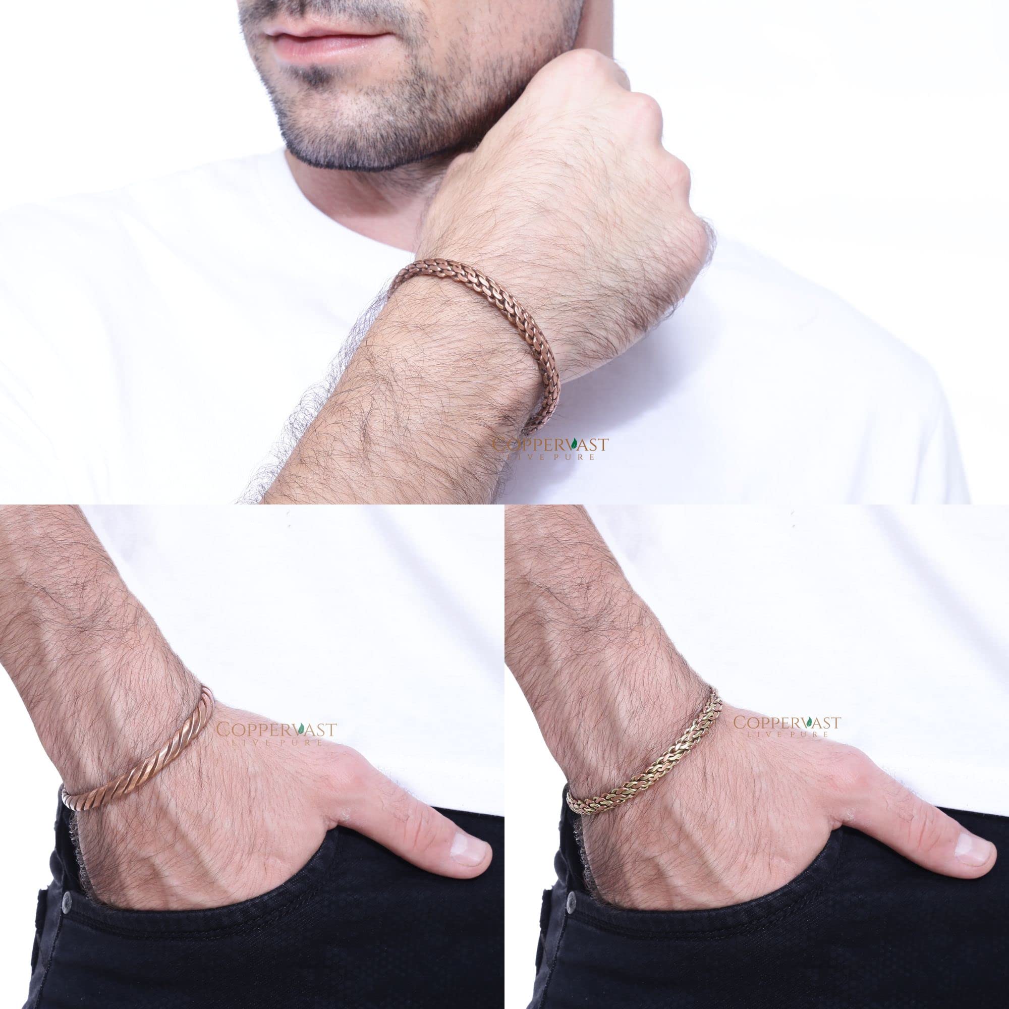 Coppervast twisted copper bracelet with open-end design for easy adjustment