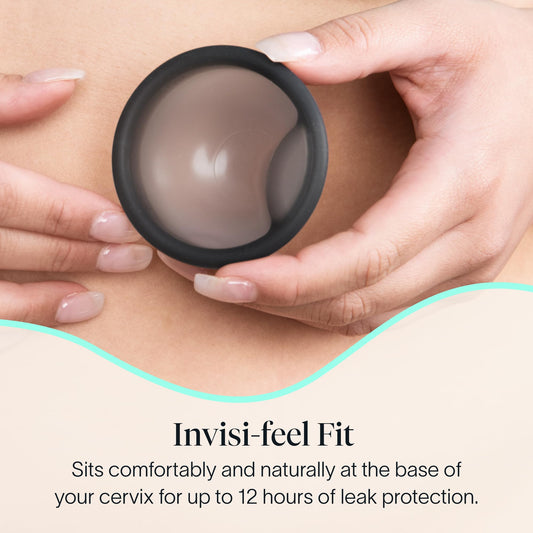 Cora menstrual disc charcoal in place provides discreet leak protection